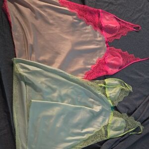 Victoria's Secret Lace Chemise Set - Pink and Green